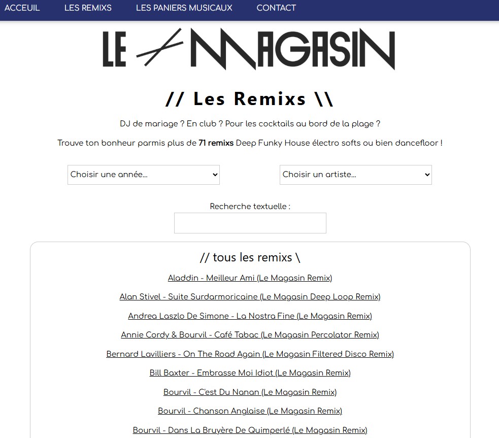 Site Artiste musical Le Magasin